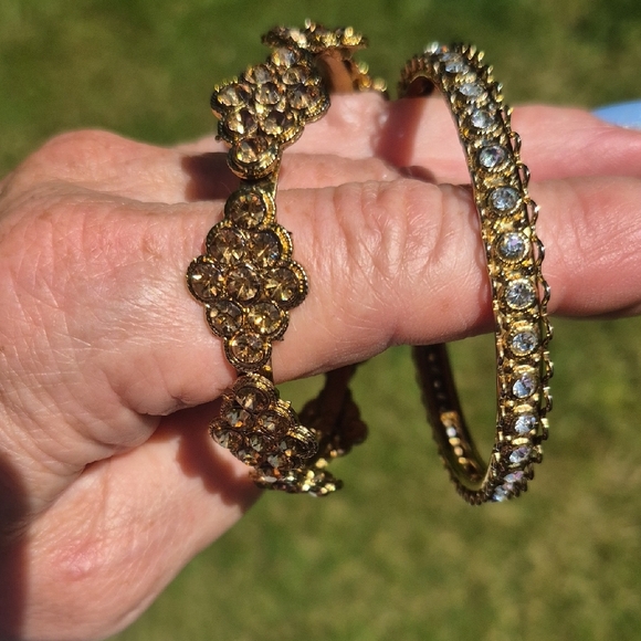 Elegant Gold-Tone Bangle & Rhinestone Bangle - Picture 7 of 8